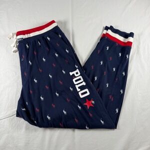 Polo Ralph Lauren Men's Size Large Blue All Over Pony Print Jogger Pajama Pants